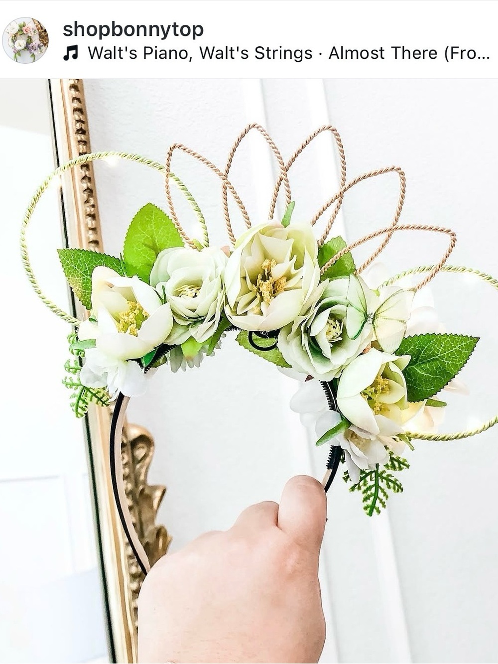Disney Handmade Light Up Reversible Floral Tiana Ears